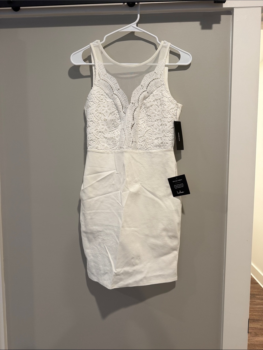 Lulu's White Lace Bodice Sheath Dress